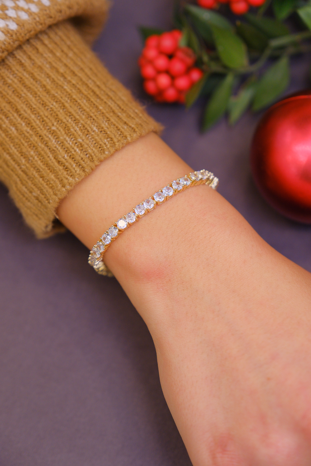 Zirkon taşlı su yolu bileklik