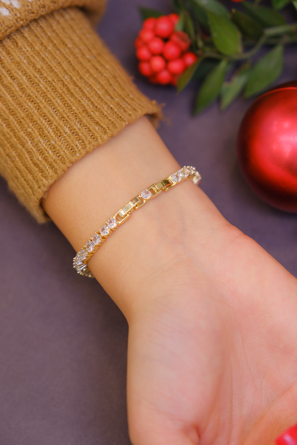 Zirkon taşlı su yolu bileklik