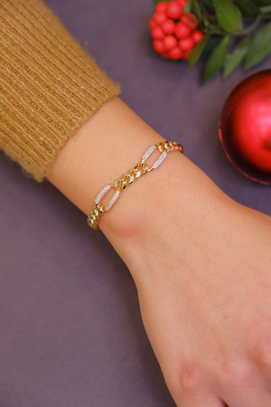 Taşlı halka zincir bileklik