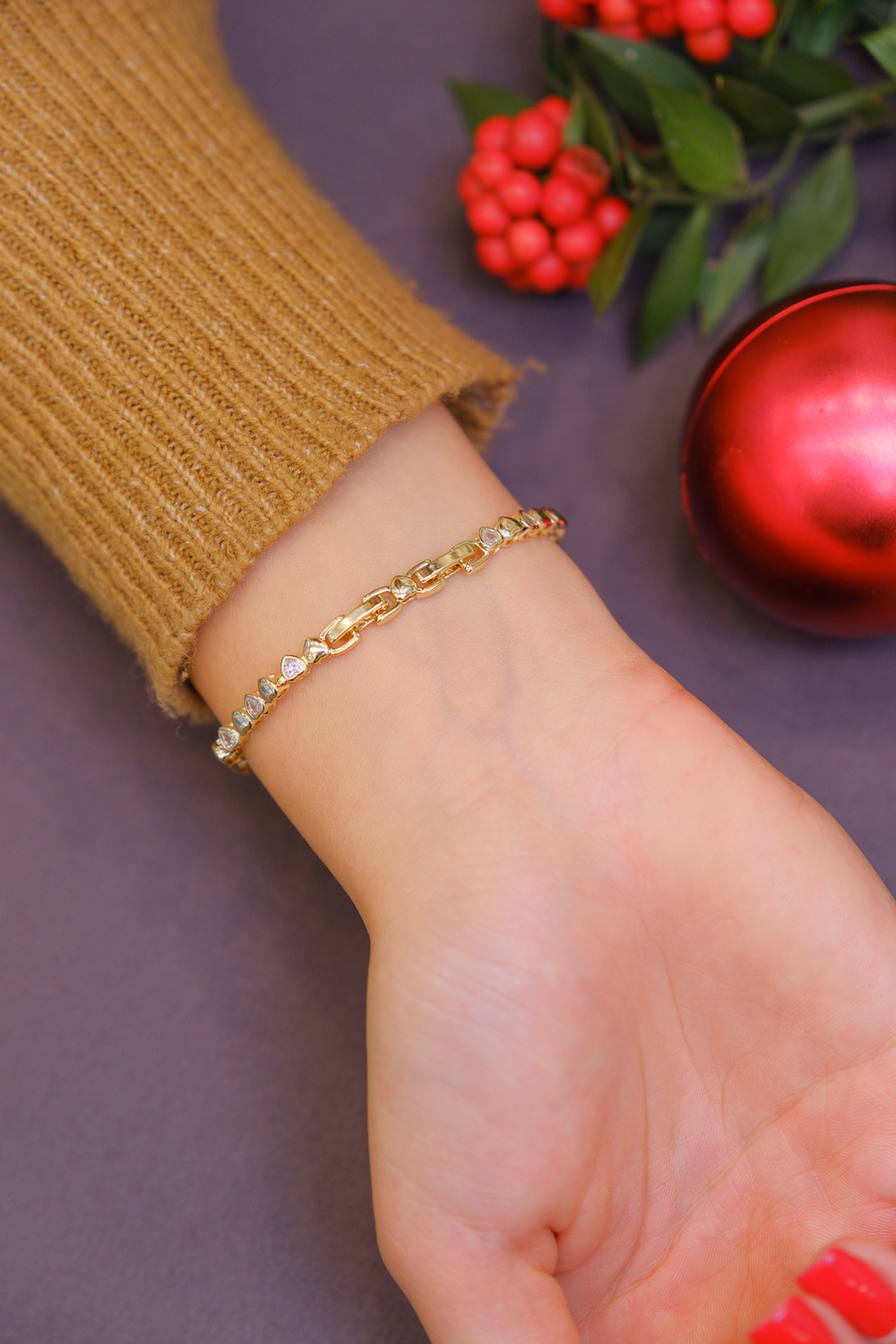 Taşlı ataç zincir bileklik