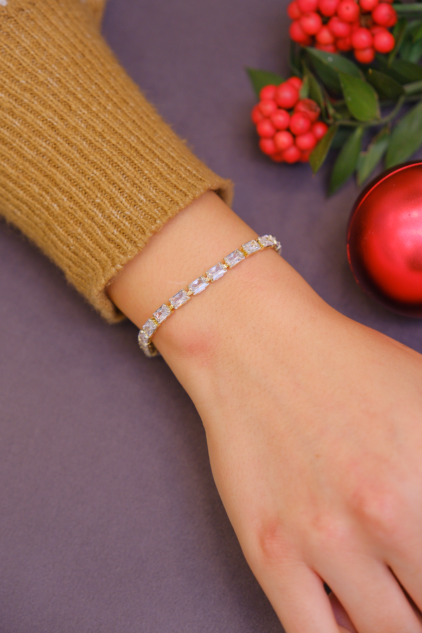 Dikdörtgen taşlı zincir bileklik