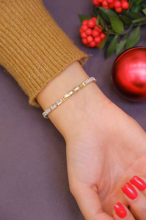 Dikdörtgen taşlı zincir bileklik