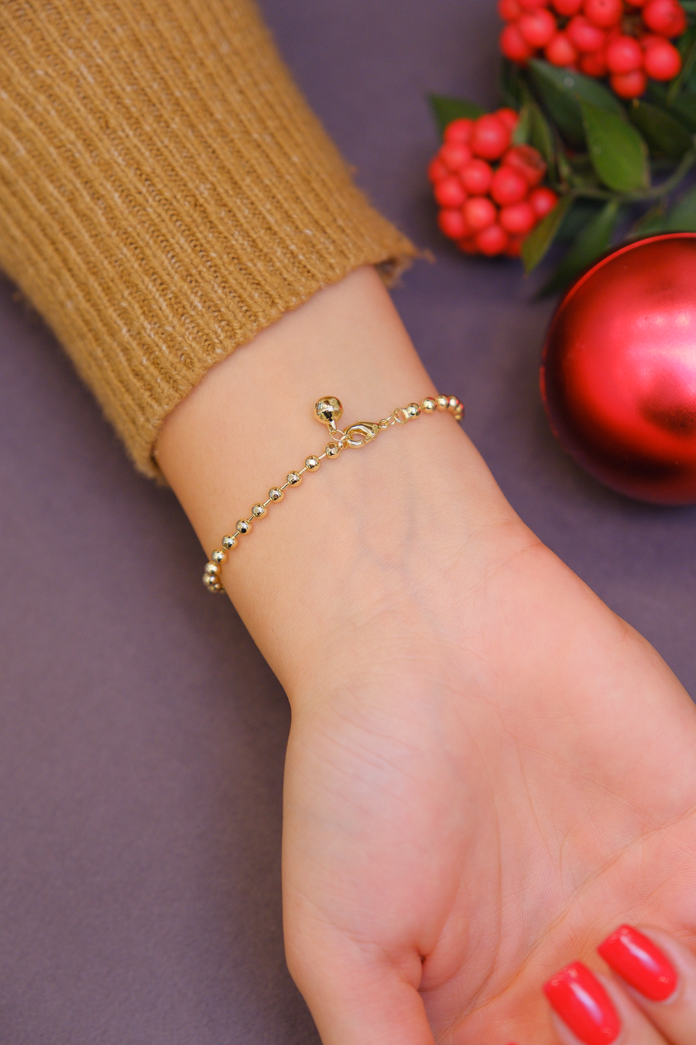 İnce top zincir bileklik