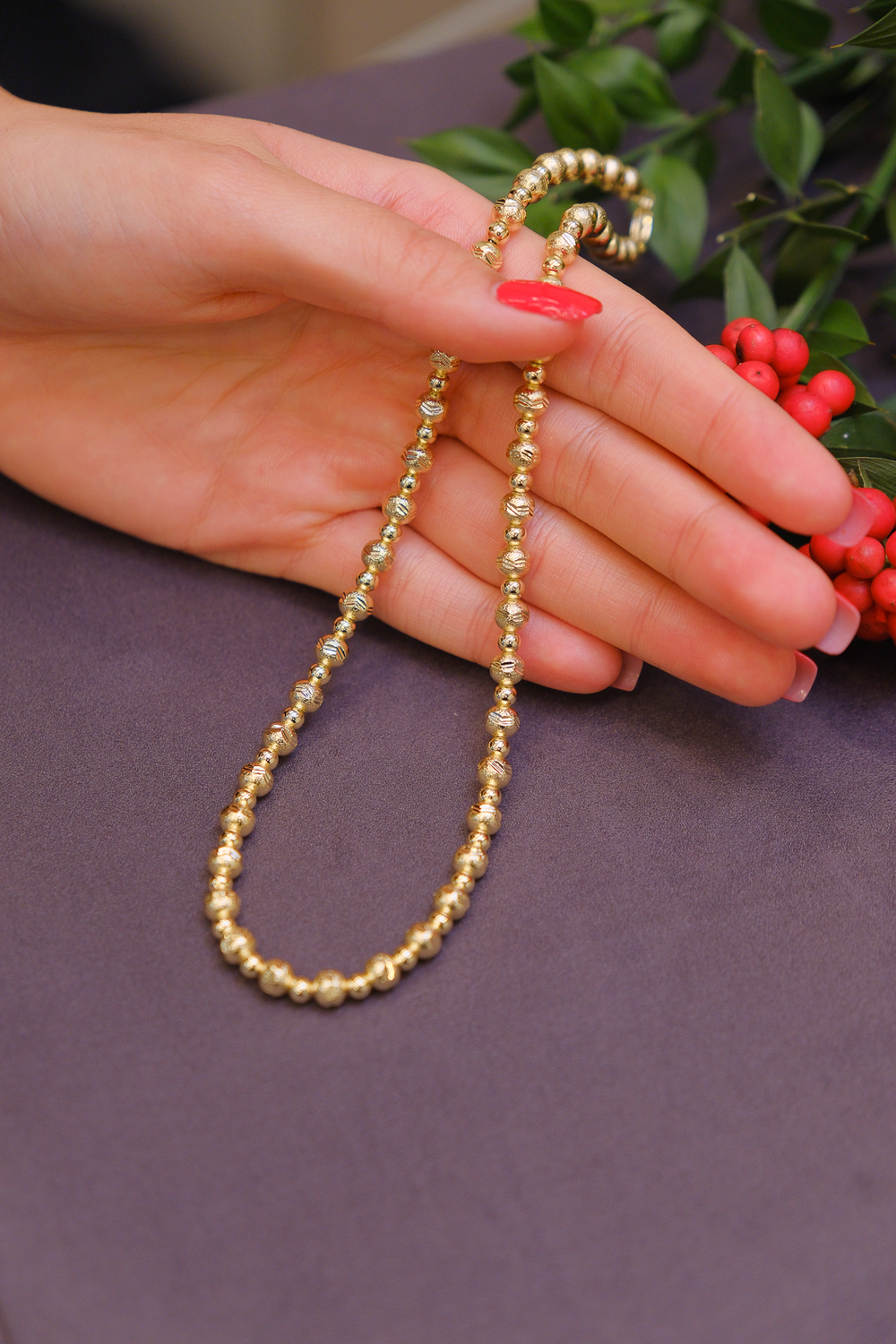 ince boncuk gold kolye