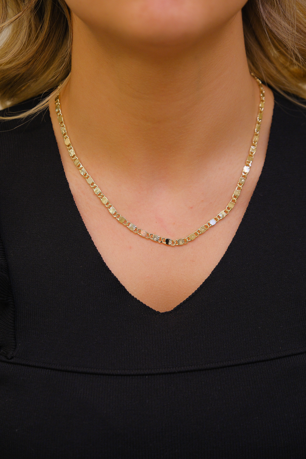 oval dokulu gold zincir kolye